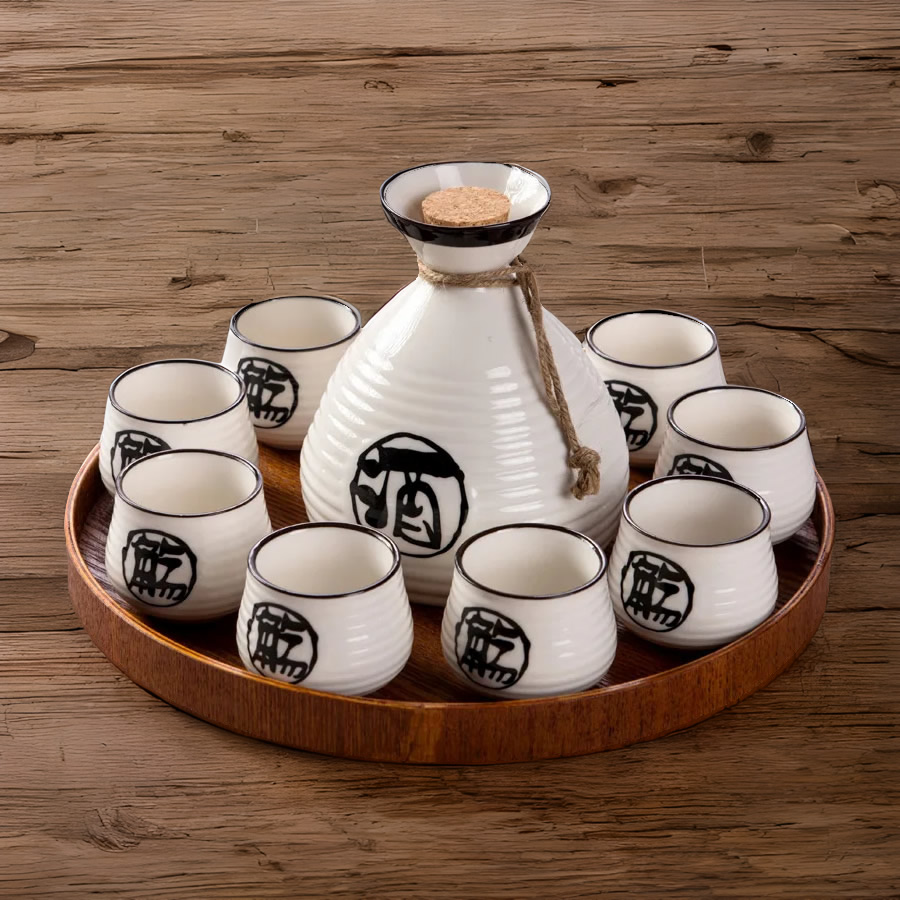 Sumi Kanji Sake Bottle Set