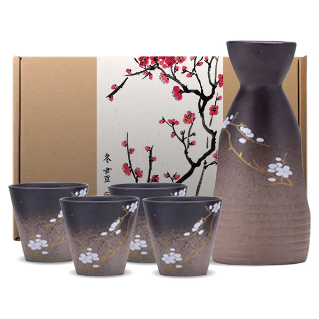 Vintage Cherry Blossom Sake Set