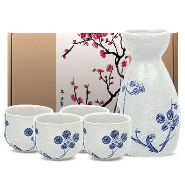 Plum Blossom Sake Bottle & Cup Set