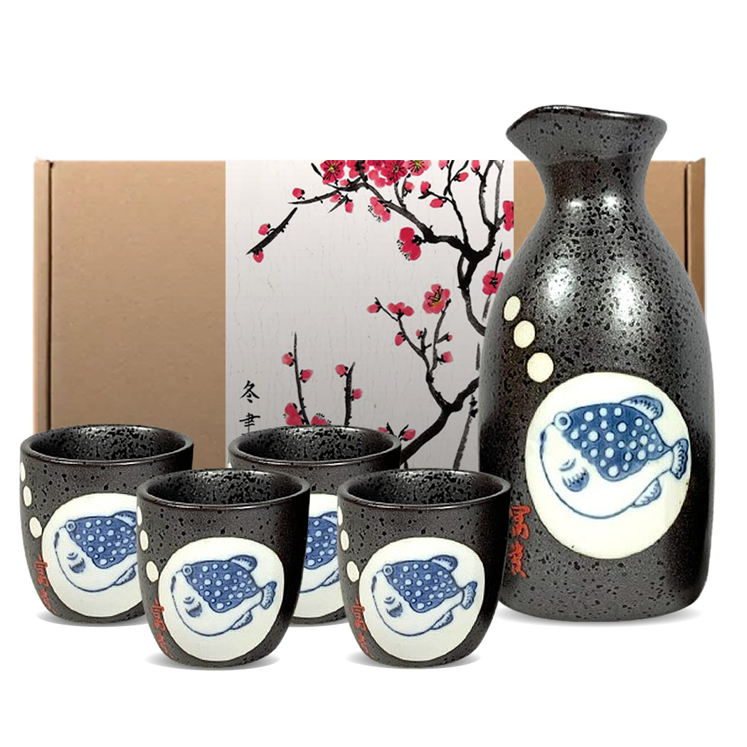 Shiro-Aoi Fugu Sake Set