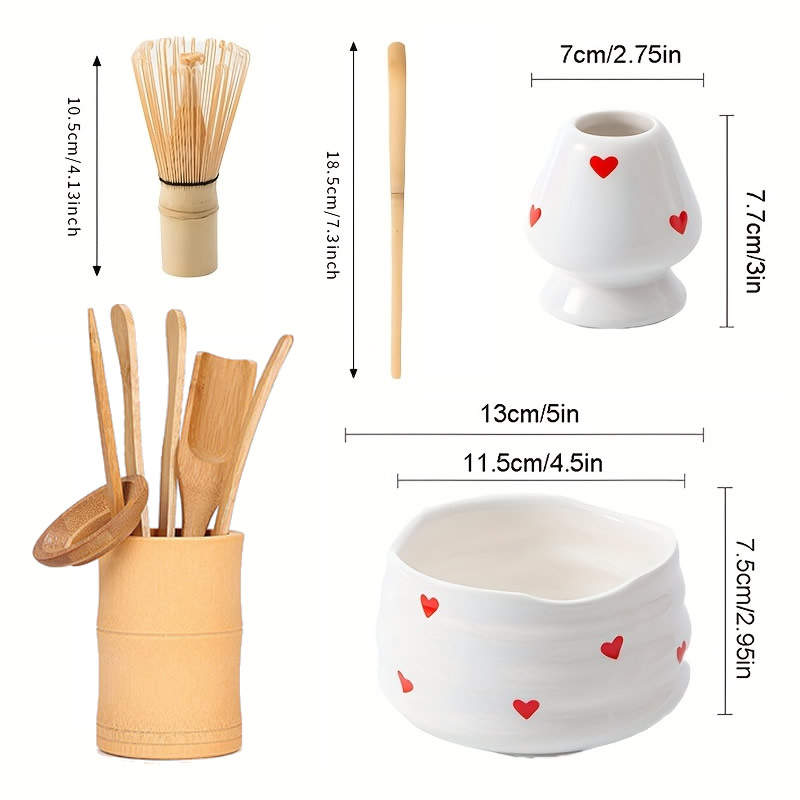 Akai Hāto Matcha Tea Set Accessories