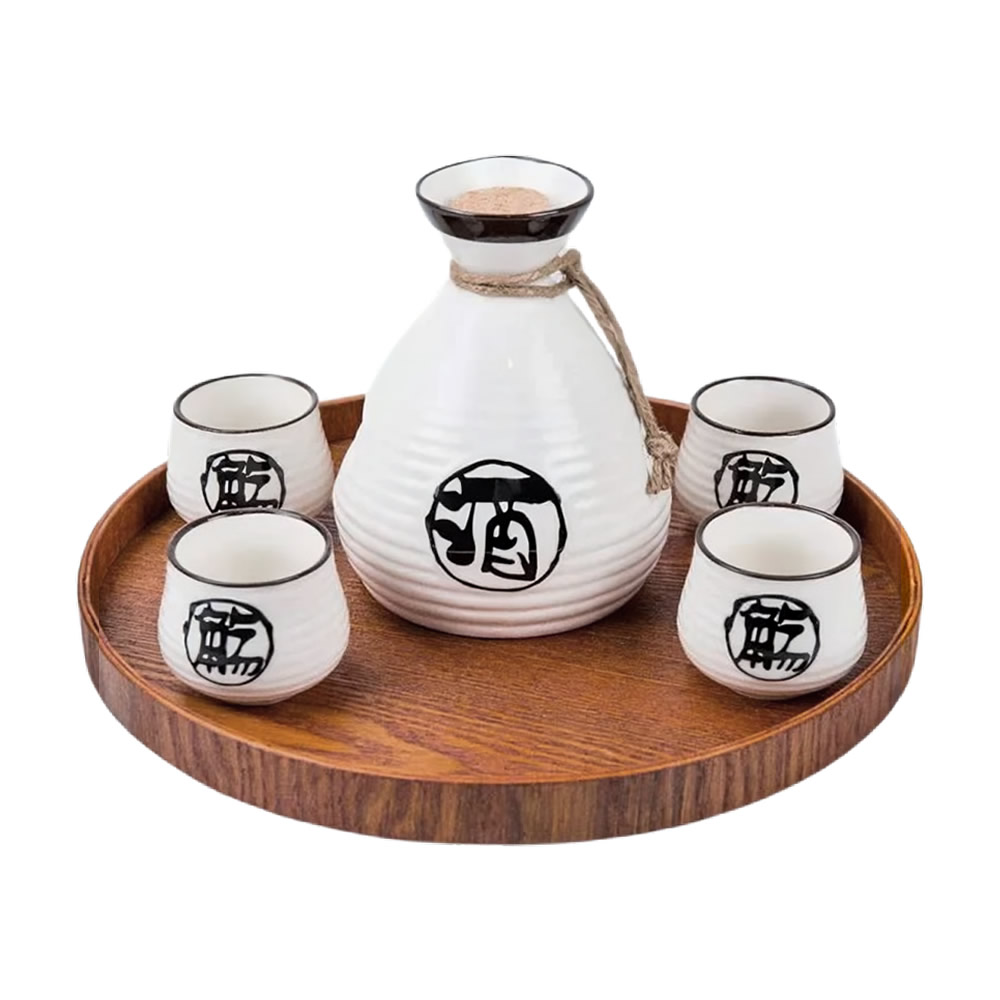 Ceramic Kanji Calligraphy Sake Set