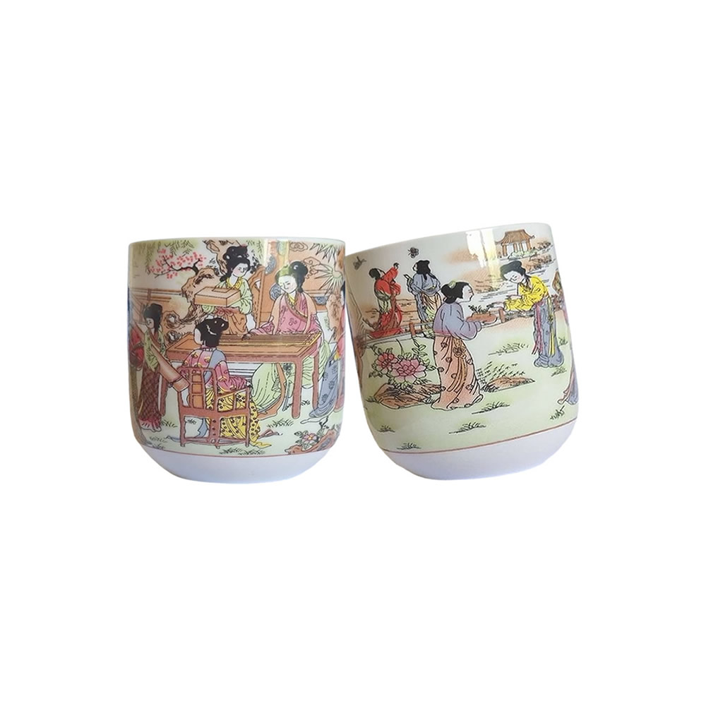 Imperial Court Scene Porcelain Cup Set