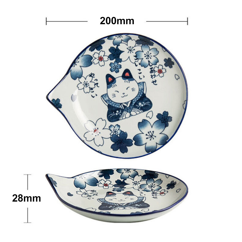 Cute Neko Teardrop Plate Dimensions