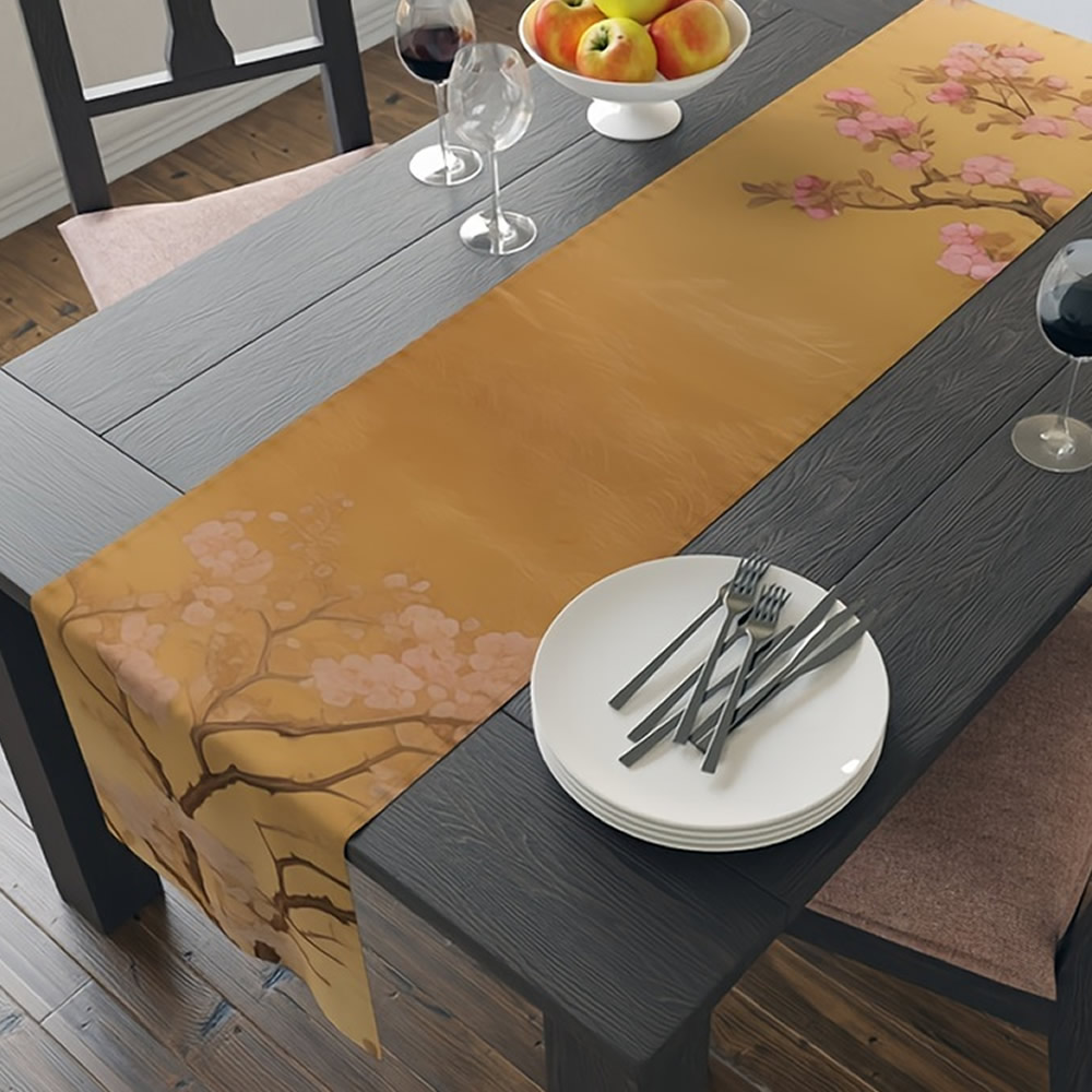 Golden Sakura Table Runner