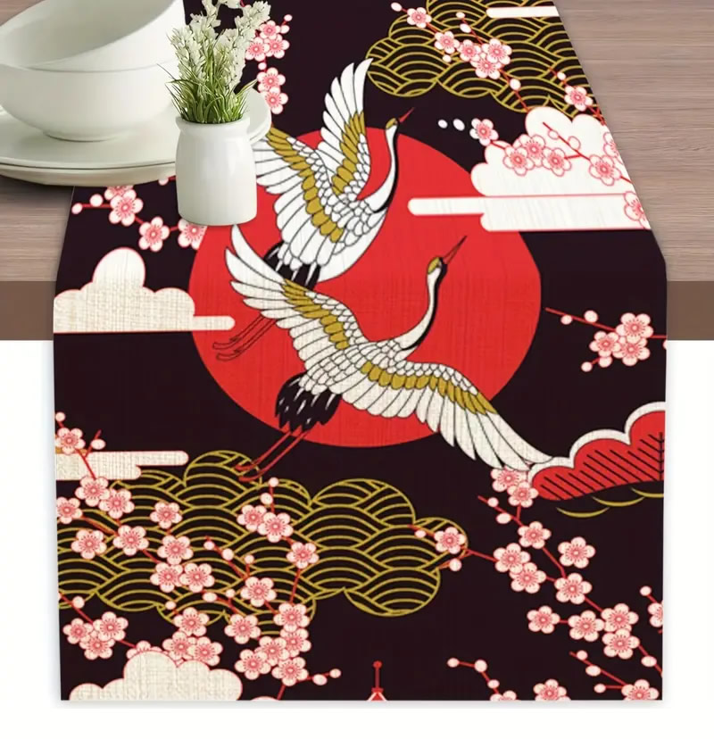 Majestic Crane Table Runner