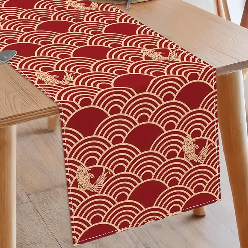 Seigaiha Wave Table Runner Detailed