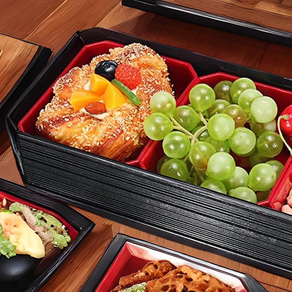 Traditional Three-Compartment Bento Box