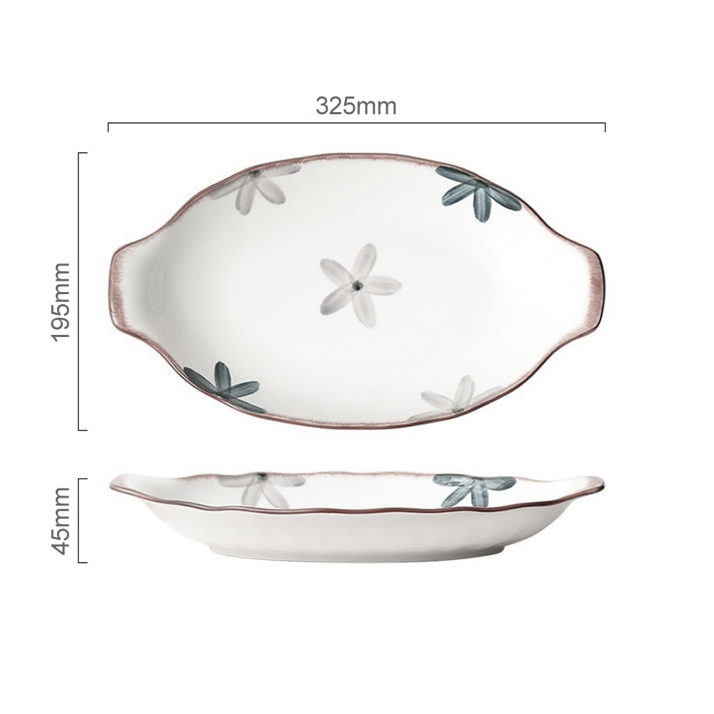 Hisseki Floral Serving Platter Dimensions