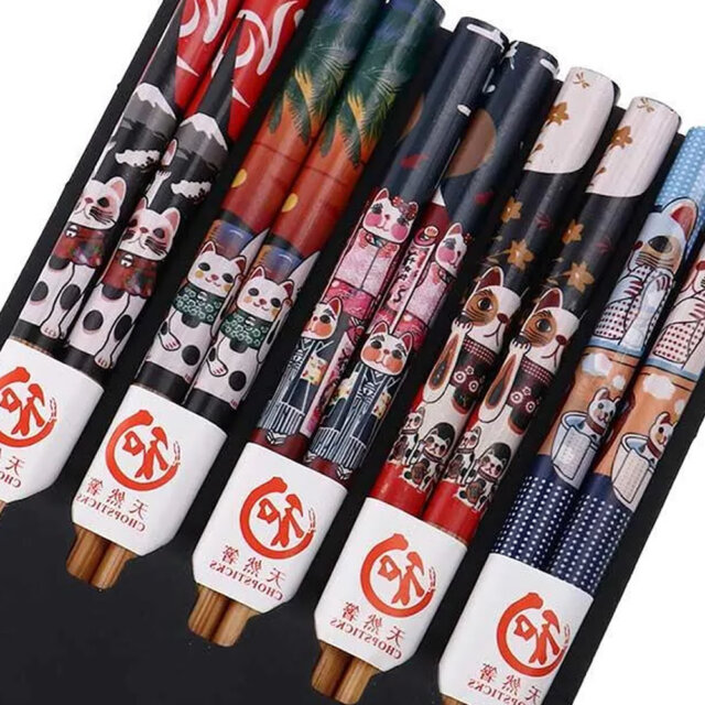 Kawaii Neko Bamboo Chopsticks