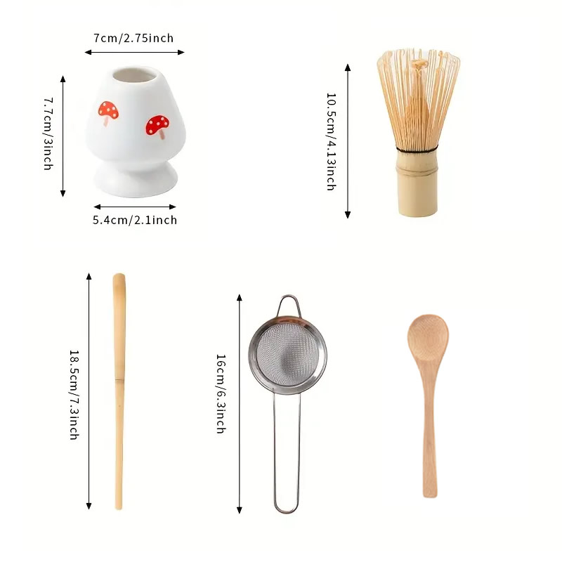 Kinoko Chasen & Whisk Set Dimensions