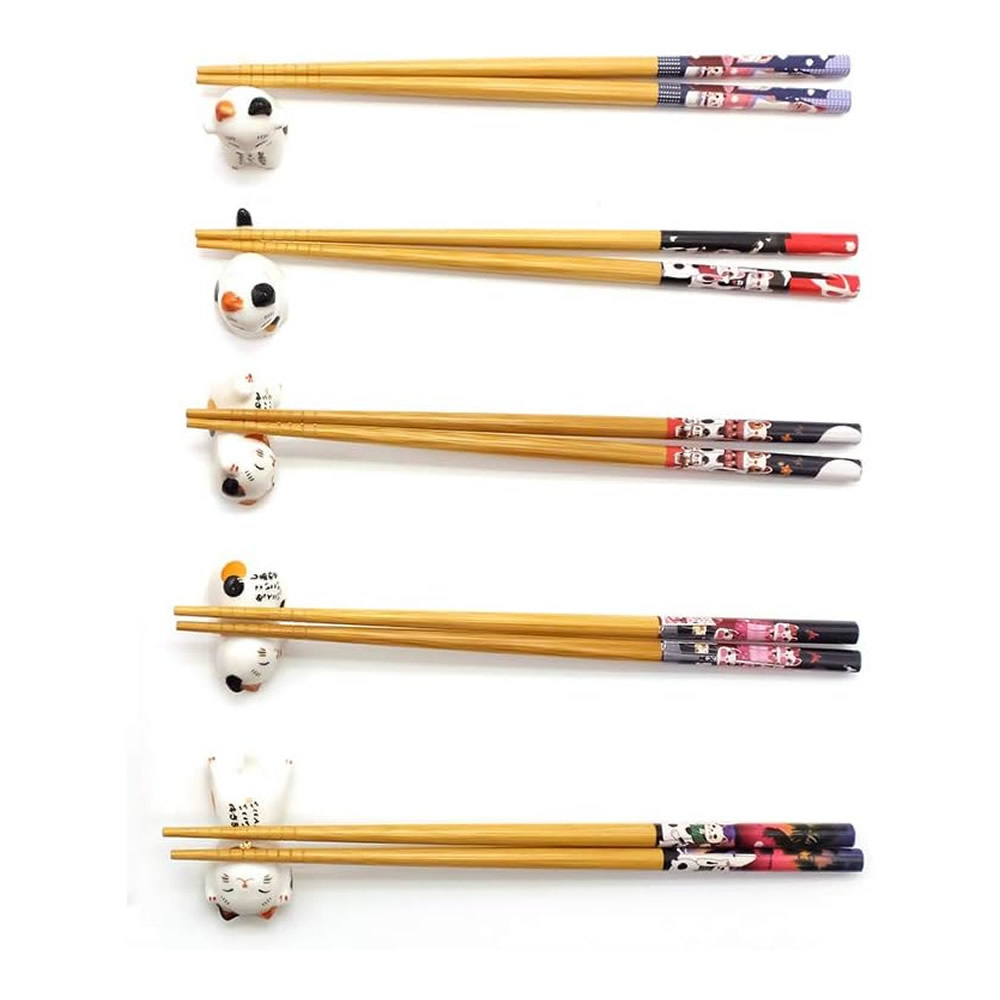 Neko Bamboo Chopstick Rest Sets