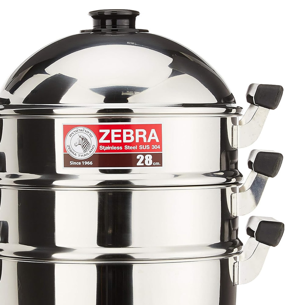 Zebra 4 Piece Stainless Steel Steamer Close Up